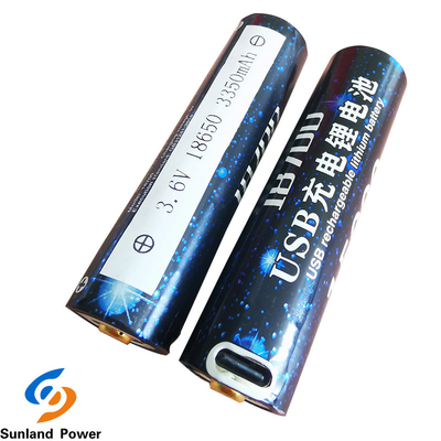 USB टर्मिनल के साथ OEM बेलनाकार ली आयन बैटरी ICR18650 3.6V 3350mah;