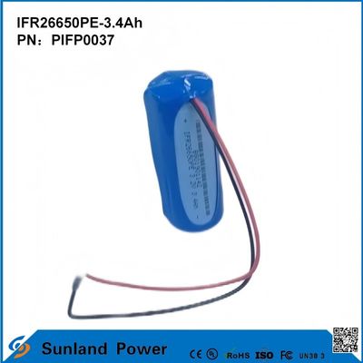 IFR26650PE-3.4Ah 3.2V LiFePO4 सौर प्रकाश के लिए बैटरी सेल फ्लैशलाइट चक्र जीवन 2000 बार