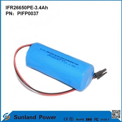 IFR26650PE-3.4Ah 3.2V LiFePO4 सौर प्रकाश के लिए बैटरी सेल फ्लैशलाइट चक्र जीवन 2000 बार