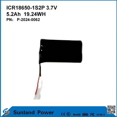 ICR18650-1S2P 3.7V 5.2AH 19.24WH रिचार्जेबल बैटरी