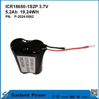 ICR18650-1S2P 3.7V 5.2AH 19.24WH रिचार्जेबल बैटरी
