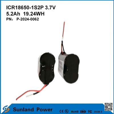 ICR18650-1S2P 3.7V 5.2AH 19.24WH रिचार्जेबल बैटरी