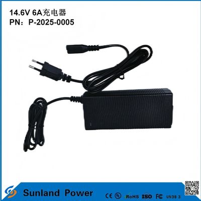 14.6V 6A चार्जर, 12.8V/14.4V लिथियम आयरन फॉस्फेट (LiFePO4) बैटरी चार्जर के साथ संगत, विशेष रूप से विद्युत उपकरण/इलेक्ट्रिक के लिए डिज़ाइन किया गया कुशल चार्जर, कई उपकरणों के साथ संगत