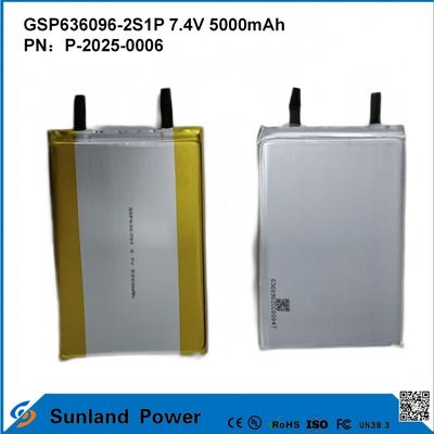 रिचार्जेबल लिथियम-आयन बैटरी पैक GSP636096-2S1P 7.4V और 5000mAh पावर बैंकों के लिए आउटडोर इलेक्ट्रॉनिक उपकरणों के लिए फ्लैशलाइट प्रकाश व्यवस्था छोटे इलेक्ट्रॉनिक उपकरण