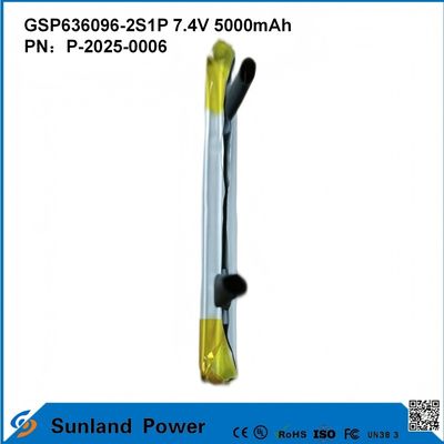 रिचार्जेबल लिथियम-आयन बैटरी पैक GSP636096-2S1P 7.4V और 5000mAh पावर बैंकों के लिए आउटडोर इलेक्ट्रॉनिक उपकरणों के लिए फ्लैशलाइट प्रकाश व्यवस्था छोटे इलेक्ट्रॉनिक उपकरण