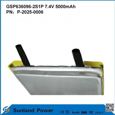 रिचार्जेबल लिथियम-आयन बैटरी पैक GSP636096-2S1P 7.4V और 5000mAh पावर बैंकों के लिए आउटडोर इलेक्ट्रॉनिक उपकरणों के लिए फ्लैशलाइट प्रकाश व्यवस्था छोटे इलेक्ट्रॉनिक उपकरण