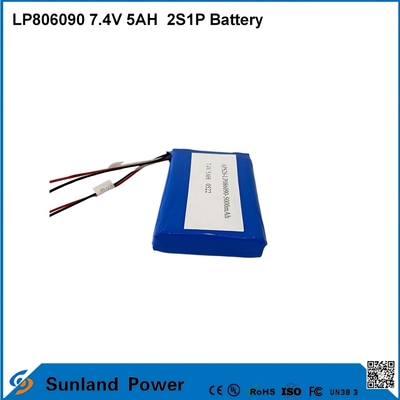 7.4V 5AH LP806090 2S1P पॉलीमर लिथियम आयन बैटरी ईंधन गेज के साथ I2C फ़ंक्शन के साथ