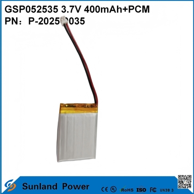 GSP052535 3.7V 400mAh+PCM बैटरी कॉम्पैक्ट दो-तरफा रेडियो, वॉयस रिकॉर्डर, मिनी जीपीएस ट्रैकर्स, स्मार्ट स्टाइलस और इसी तरह के उपकरणों में उपयोग की जाती है
