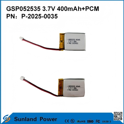 GSP052535 3.7V 400mAh+PCM बैटरी कॉम्पैक्ट दो-तरफा रेडियो, वॉयस रिकॉर्डर, मिनी जीपीएस ट्रैकर्स, स्मार्ट स्टाइलस और इसी तरह के उपकरणों में उपयोग की जाती है