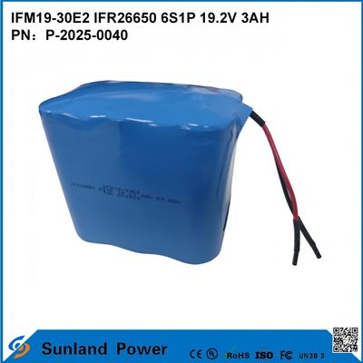LiFePO4 IFM19-30E2 IFR26650 6S1P 19.2V 3AH बैटरी ऊर्जा भंडारण प्रणालियों, बिजली के औजारों में प्रयुक्त