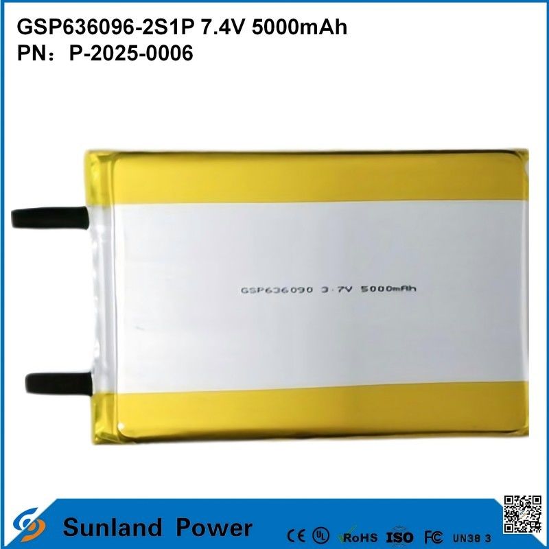 रिचार्जेबल लिथियम-आयन बैटरी पैक GSP636096-2S1P 7.4V और 5000mAh पावर बैंकों के लिए आउटडोर इलेक्ट्रॉनिक उपकरणों के लिए फ्लैशलाइट प्रकाश व्यवस्था छोटे इलेक्ट्रॉनिक उपकरण
