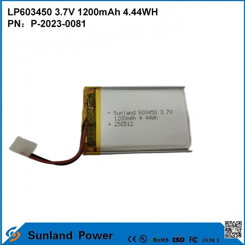 GP603450 उपभोक्ता इलेक्ट्रॉनिक्स और चिकित्सा अनुप्रयोगों के लिए सेल 1200mAh 3.7V UL & UN38.3 स्टॉक में प्रमाणित और अनुकूलन योग्य