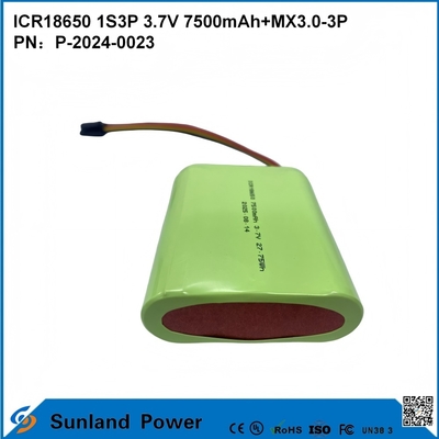 CR18650 1S3P 3.7V 7500mAh+MX3.0-3P-UL2054 बैटरी