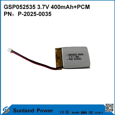 GSP052535 3.7V 400mAh+PCM बैटरी कॉम्पैक्ट दो-तरफा रेडियो, वॉयस रिकॉर्डर, मिनी जीपीएस ट्रैकर्स, स्मार्ट स्टाइलस और इसी तरह के उपकरणों में उपयोग की जाती है
