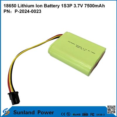 18650 लिथियम आयन बैटरी 1S3P 3.7V 7500mAh लिथियम आयन बैटरी पैक