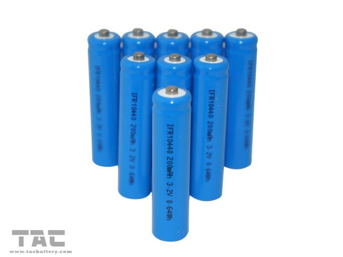 सौर उत्पाद के लिए लिथियम आयन बैटरी 3.2V LiFePO4 बैटरी AAA / IFR10440 200mAh