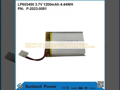 GP603450 उपभोक्ता इलेक्ट्रॉनिक्स और चिकित्सा के लिए सेल 1200mAh 3.7V UL और UN38.3 प्रमाणित स्टॉक में अनुकूलन योग्य
