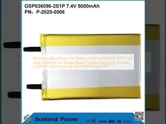 रिचार्जेबल लिथियम-आयन बैटरी पैक GSP636096-2S1P 7.4V और 5000mAh पावर बैंकों के लिए आउटडोर इलेक्ट्रॉनिक उपकरणों के लिए फ्लैशलाइट प्रकाश व्यवस्था छोटे इलेक्ट्रॉनिक उपकरण