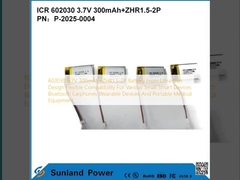 602030 3.7V 300mAh+ZHR1.5-2P बैटरी अल्ट्रा-थिन डिजाइन से लचीली संगतता विभिन्न छोटे स्मार्ट उपकरणों के लिए ब्लूटूथ ईयरफोन पहनने योग्य उपकरण और पोर्टेबल चिकित्सा उपकरण