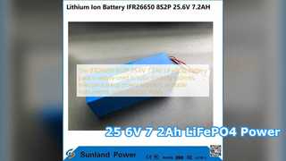 IFR26650 8S2P 25.6V 7.2Ah LiFePO4 बैटरी पावर